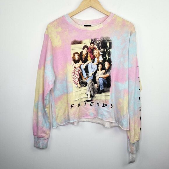 Friends Pastel Tie-Dye Graphic Long Sleeve Pullover Women's Size Medium M - Picture 1 of 6
